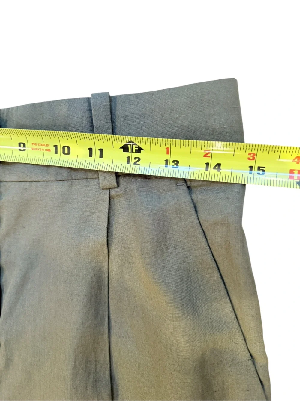 COS Olive Green Lyocell Linen Pleated Wide Leg Pants Trousers EU 36 US 4